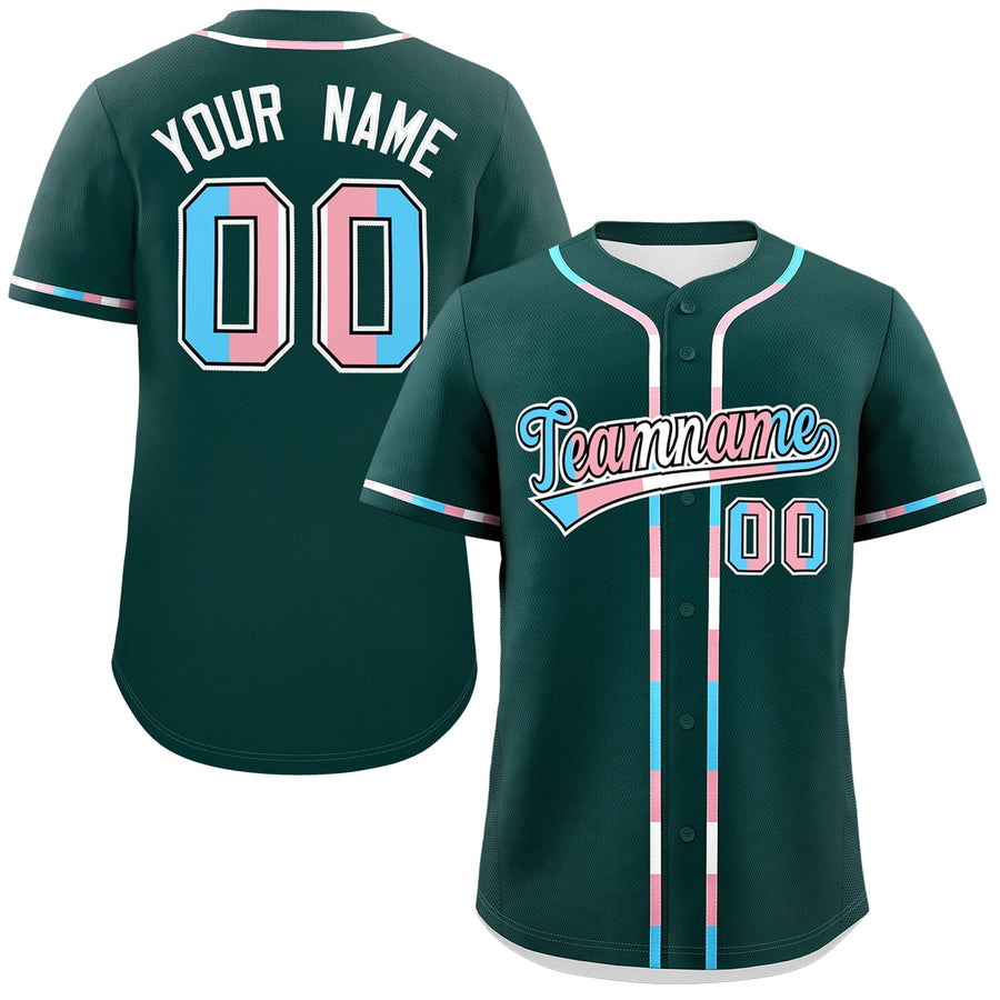 Custom Midnight Green Transgender For Pride Month Classic Style Baseball Jersey | BuyFootballJersey