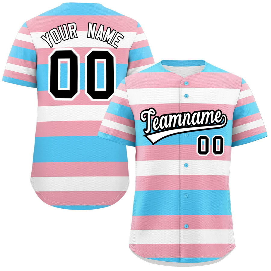 Custom Light Pink Transgender For Pride Month Color Block Baseball Jersey | BuyFootballJersey