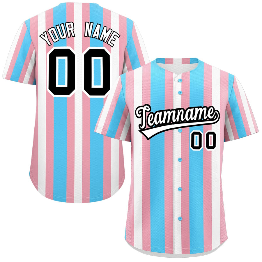 Custom White Light Pink Transgender For Pride Month Color Block Baseball Jersey | BuyFootballJersey
