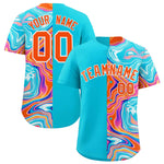 Custom Sky Blue Split Fashion Fluid Pattern Baseball Jersey | BuyFootballJersey