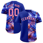 Custom Royal Split Fashion Fluid Pattern Baseball Jersey | BuyFootballJersey
