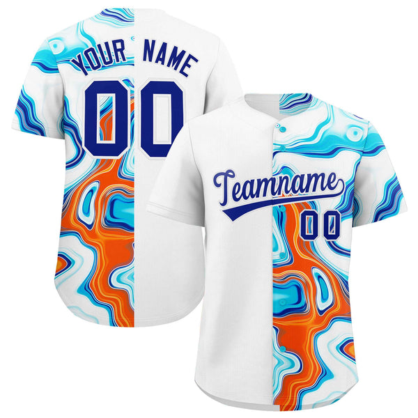 Custom White Split Fashion Fluid Pattern Baseball Jersey | BuyFootballJersey