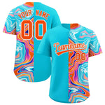 Custom Sky Blue Split Fashion Fluid Pattern Baseball Jersey | BuyFootballJersey
