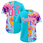 Custom Sky Blue Split Fashion Fluid Pattern Baseball Jersey | BuyFootballJersey