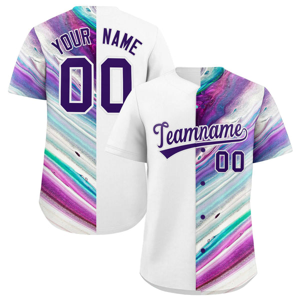 Custom White Split Fashion Fluid Pattern Baseball Jersey | BuyFootballJersey