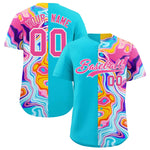 Custom Sky Blue Split Fashion Fluid Pattern Baseball Jersey | BuyFootballJersey