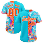 Custom Sky Blue Split Fashion Fluid Pattern Baseball Jersey | BuyFootballJersey