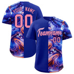 Custom Royal Split Fashion Fluid Pattern Baseball Jersey | BuyFootballJersey