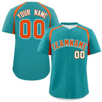 Custom Aqua Orange Personalized Color Block Baseball Jersey | BuyFootballJersey
