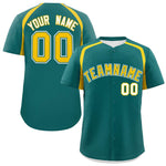 Custom Aqua Gold Personalized Color Block Baseball Jersey | BuyFootballJersey