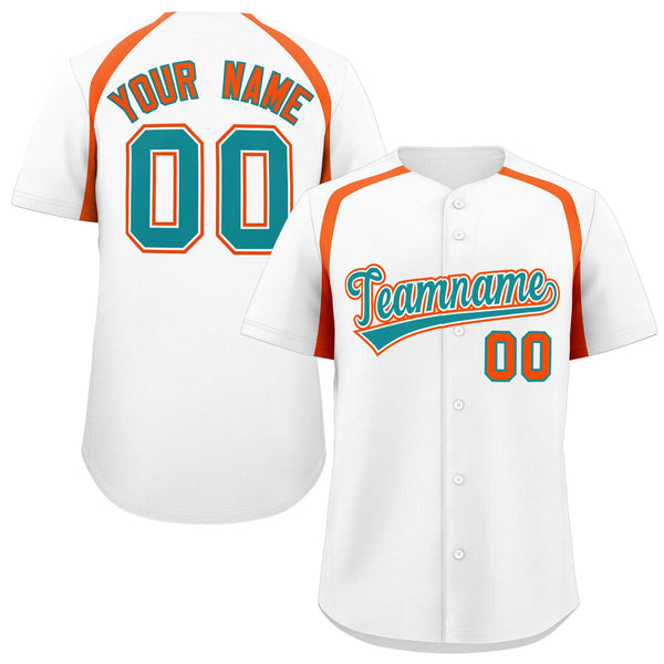 Custom White Orange Personalized Color Block Baseball Jersey | BuyFootballJersey