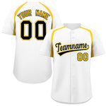 Custom White Gold Personalized Color Block Baseball Jersey | BuyFootballJersey