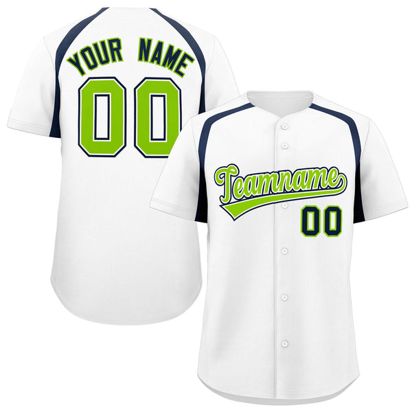 Custom White Navy Personalized Color Block Baseball Jersey | BuyFootballJersey