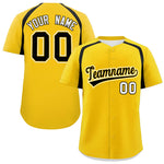 Custom Gold Black Personalized Color Block Baseball Jersey | BuyFootballJersey