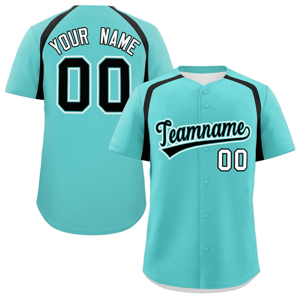 Custom Bright Green Black Personalized Color Block Baseball Jersey | BuyFootballJersey