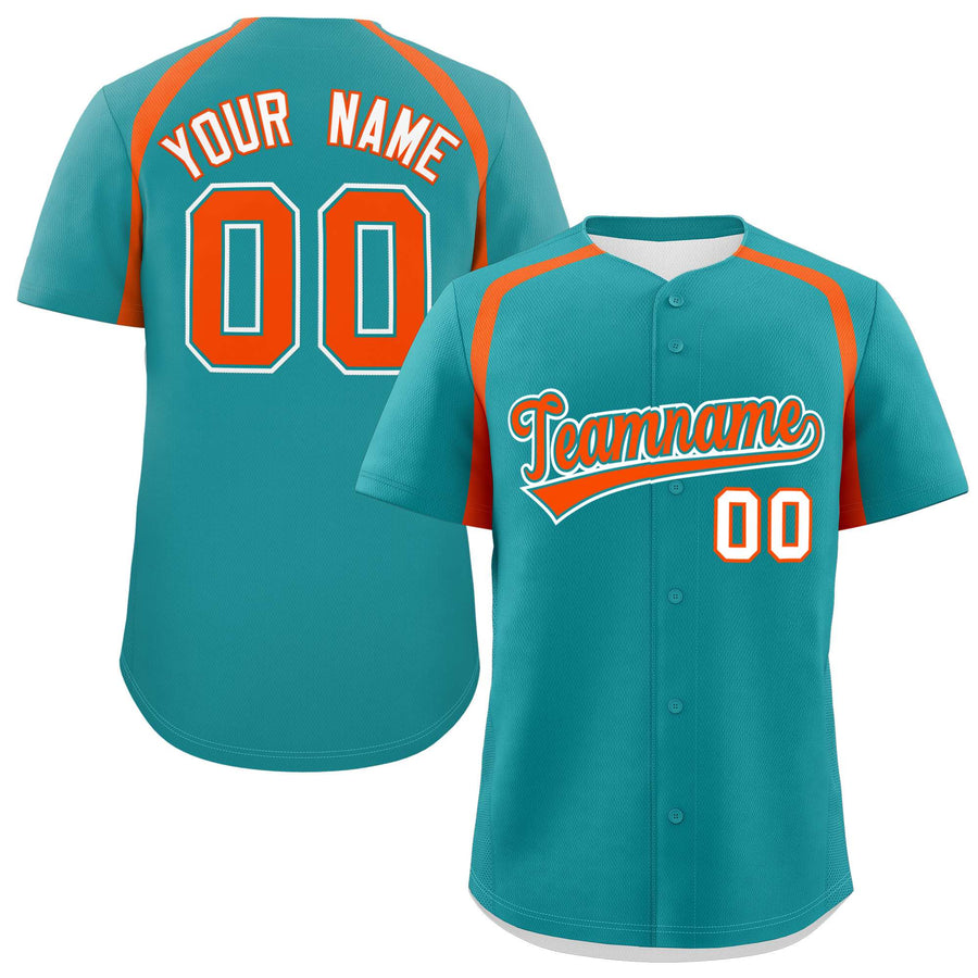Custom Aqua Orange Personalized Color Block Baseball Jersey | BuyFootballJersey