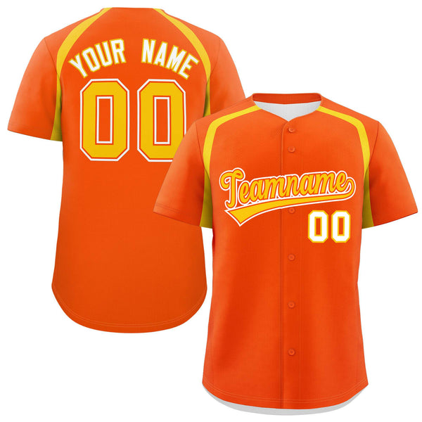 Custom Orange Gold Personalized Color Block Baseball Jersey | BuyFootballJersey
