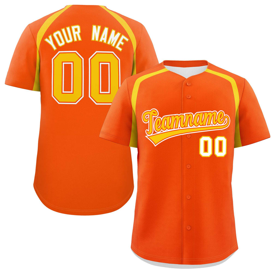Custom Orange Gold Personalized Color Block Baseball Jersey | BuyFootballJersey