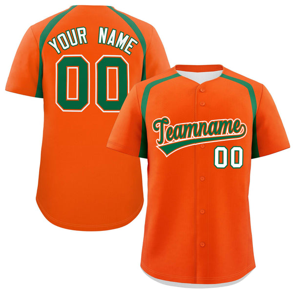 Custom Orange Kelly Green Personalized Color Block Baseball Jersey | BuyFootballJersey