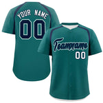 Custom Aqua Navy Personalized Color Block Baseball Jersey | BuyFootballJersey