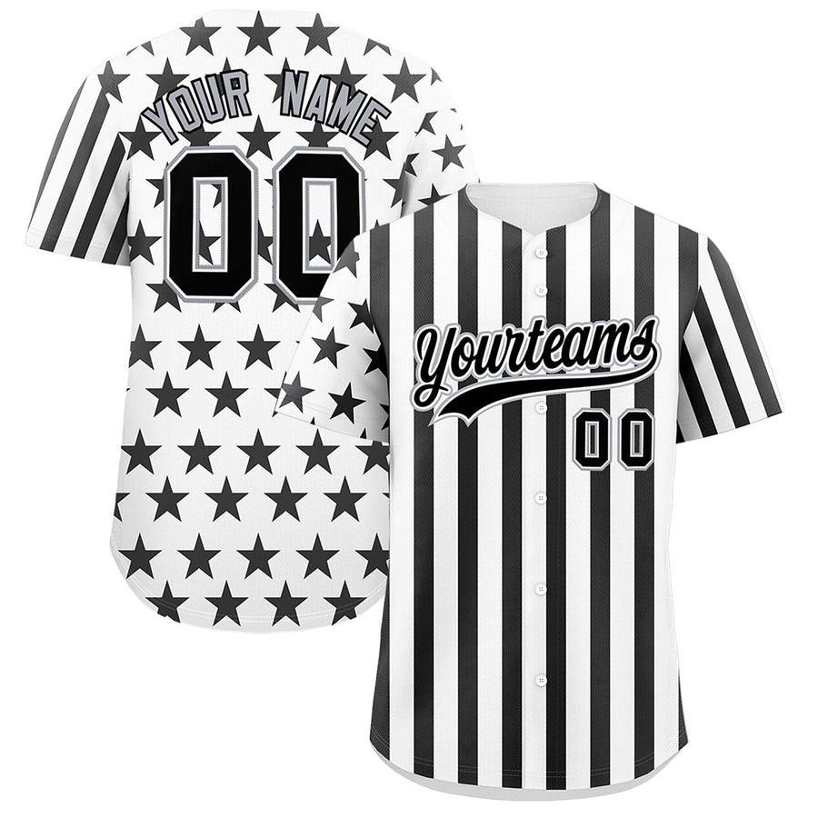 Custom White Black American Flag Graffiti Pattern Baseball Jersey | BuyFootballJersey