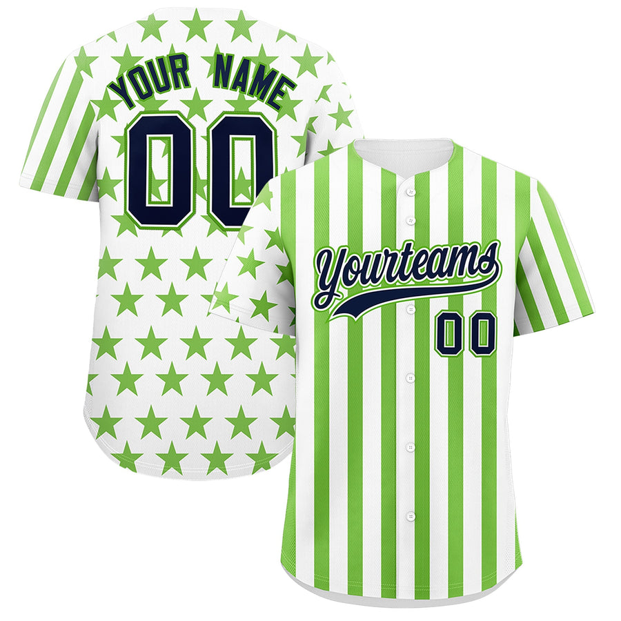 Custom White Neon Green American Flag Graffiti Pattern Baseball Jersey | BuyFootballJersey