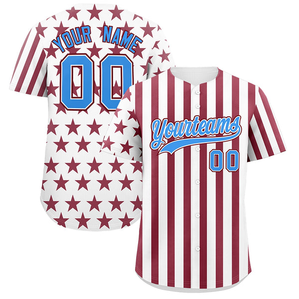 Custom White Crimson American Flag Graffiti Pattern Baseball Jersey | BuyFootballJersey