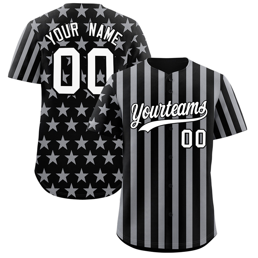 Custom Black Gray American Flag Graffiti Pattern Baseball Jersey | BuyFootballJersey