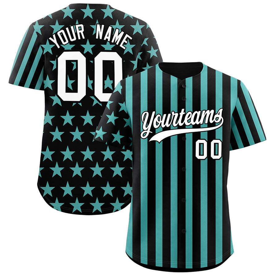 Custom Black Bright Green American Flag Graffiti Pattern Baseball Jersey | BuyFootballJersey