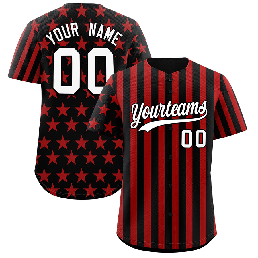 Custom Black Red American Flag Graffiti Pattern Baseball Jersey | BuyFootballJersey