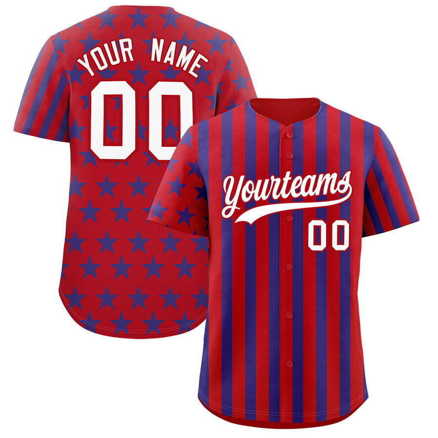 Custom Red Royal Blue American Flag Graffiti Pattern Baseball Jersey | BuyFootballJersey