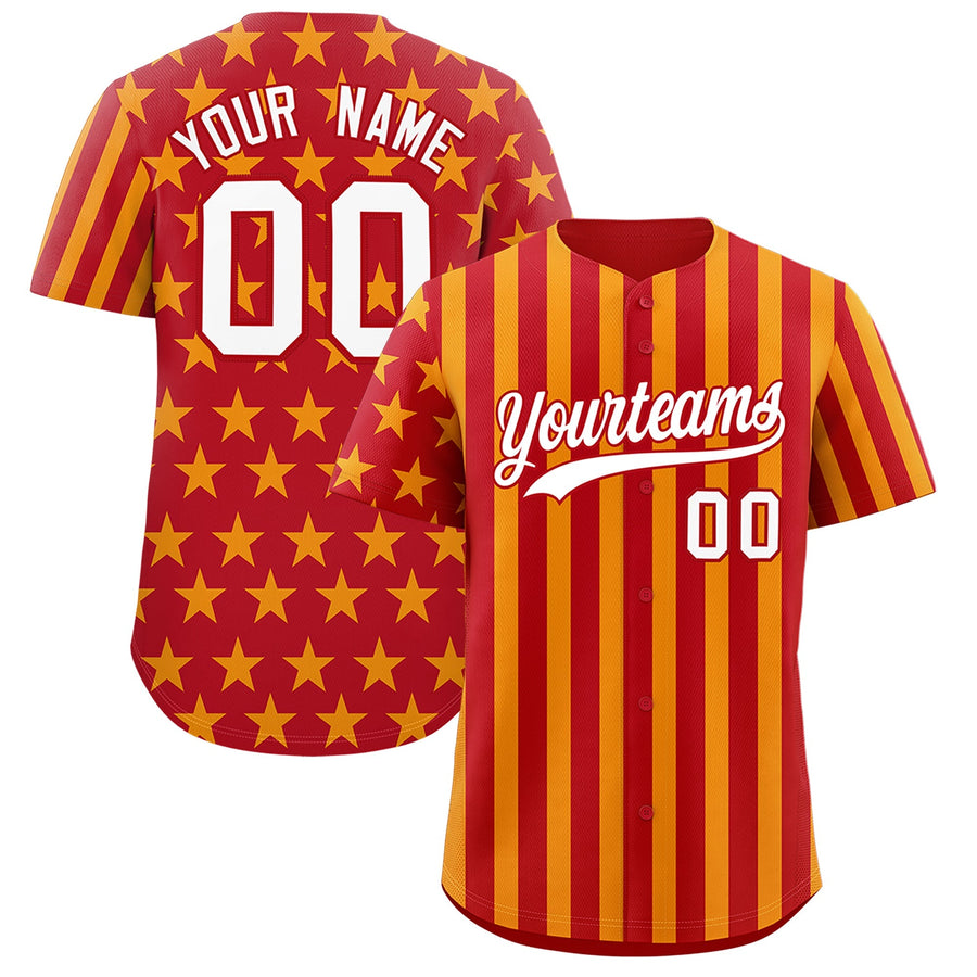 Custom Red Yellow American Flag Graffiti Pattern Baseball Jersey | BuyFootballJersey