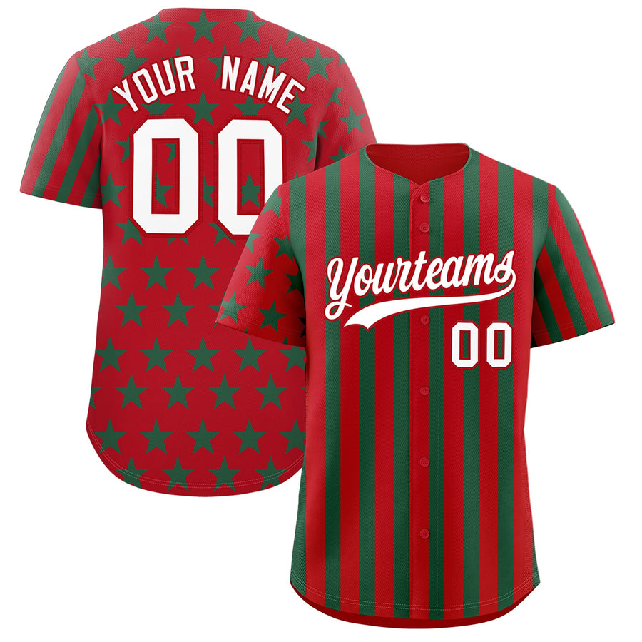 Custom Red Kelly Green American Flag Graffiti Pattern Baseball Jersey | BuyFootballJersey