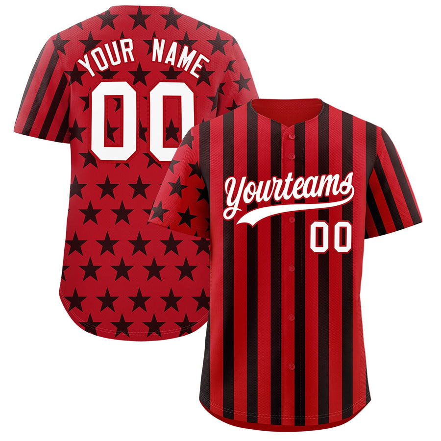 Custom Red Black American Flag Graffiti Pattern Baseball Jersey | BuyFootballJersey