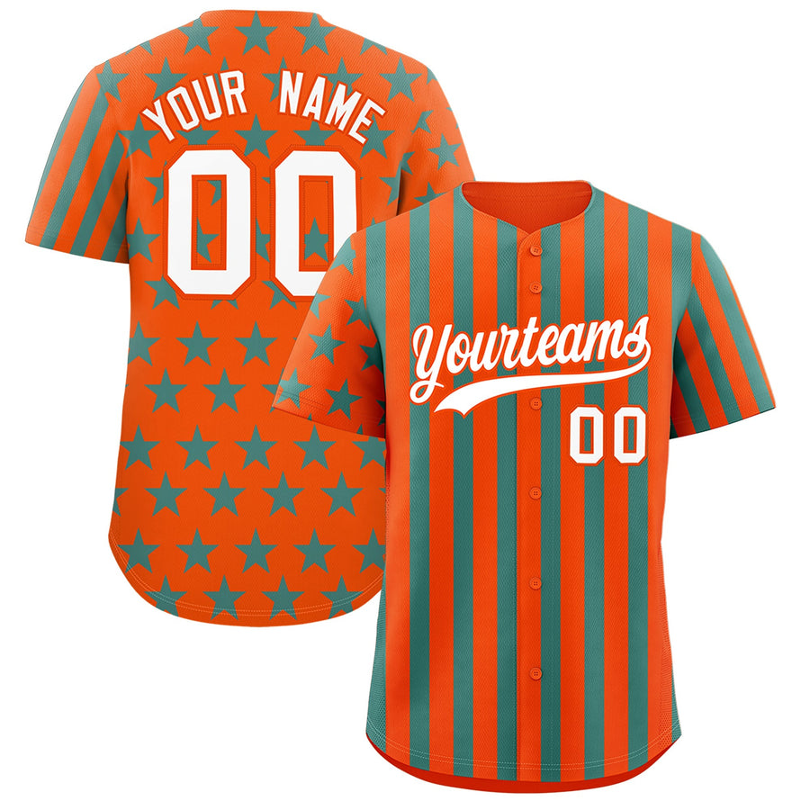 Custom Orange Aqua American Flag Graffiti Pattern Baseball Jersey | BuyFootballJersey