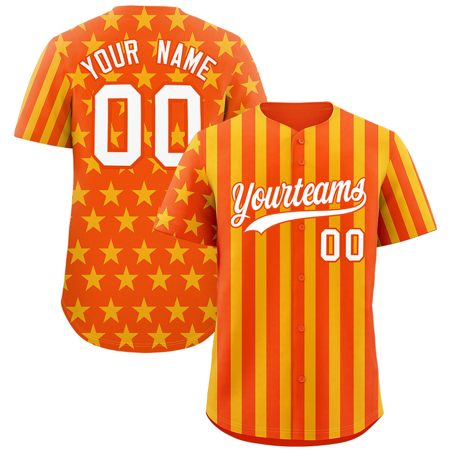 Custom Orange Gold American Flag Graffiti Pattern Baseball Jersey | BuyFootballJersey