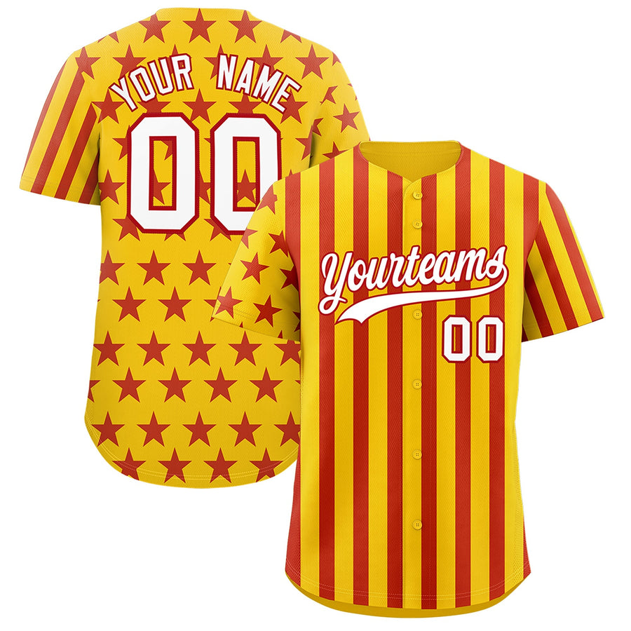 Custom Gold Red American Flag Graffiti Pattern Baseball Jersey | BuyFootballJersey