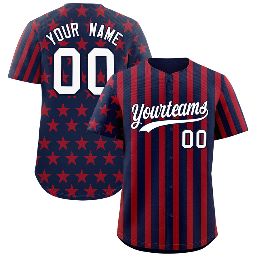 Custom Navy Red White American Flag Graffiti Pattern Baseball Jersey | BuyFootballJersey