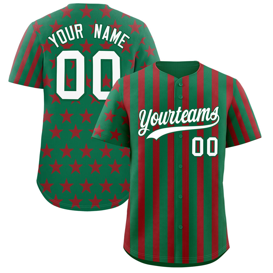 Custom Kelly Green Red American Flag Graffiti Pattern Baseball Jersey | BuyFootballJersey