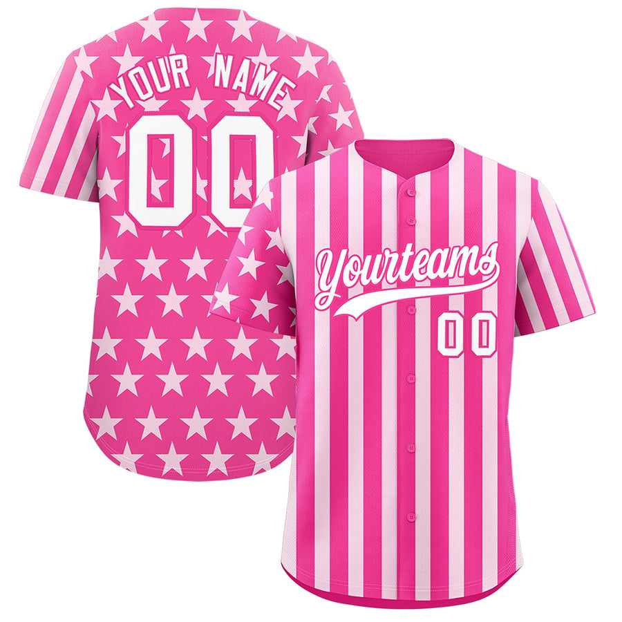 Custom Pink White American Flag Graffiti Pattern Baseball Jersey | BuyFootballJersey