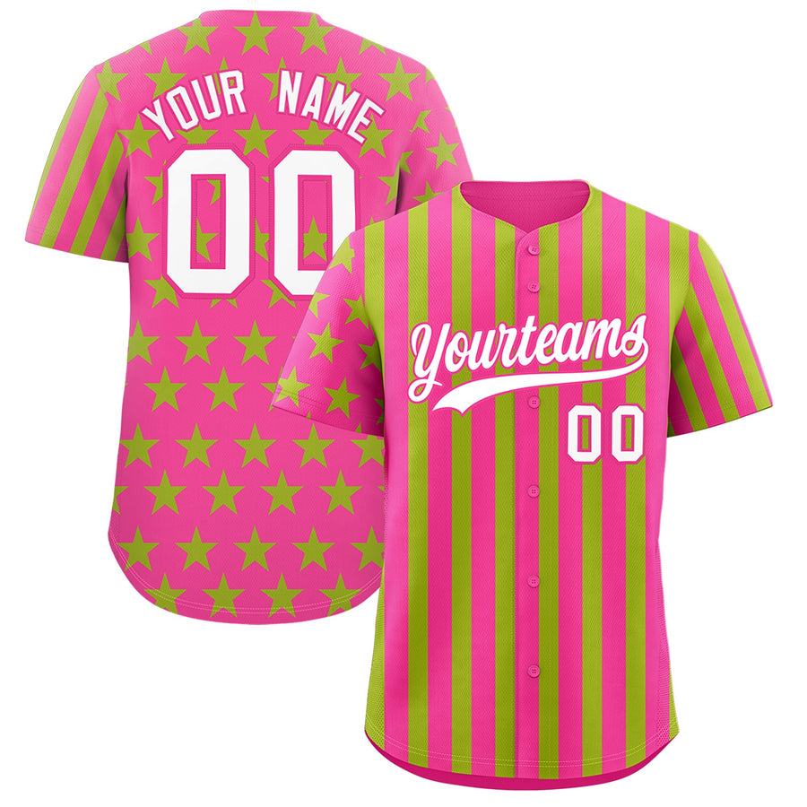 Custom Pink Neon Green American Flag Graffiti Pattern Baseball Jersey | BuyFootballJersey