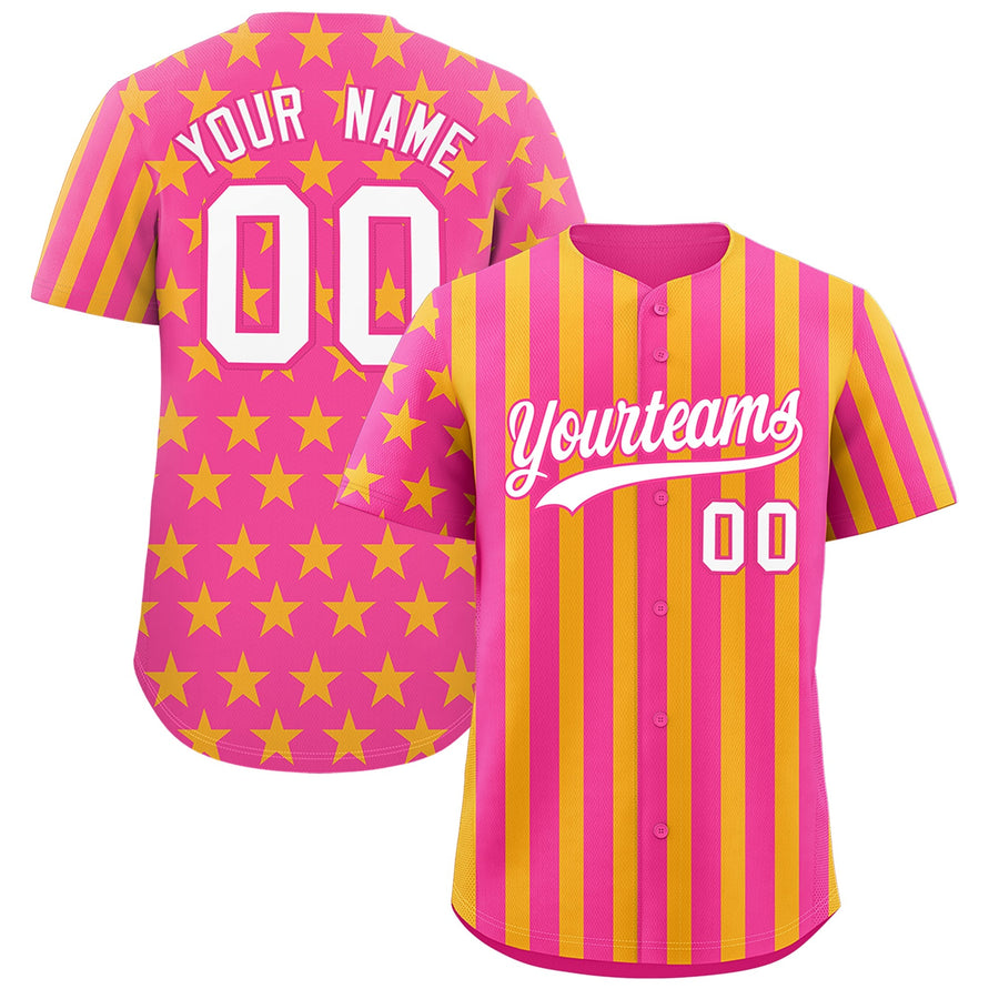Custom Pink Gold American Flag Graffiti Pattern Baseball Jersey | BuyFootballJersey