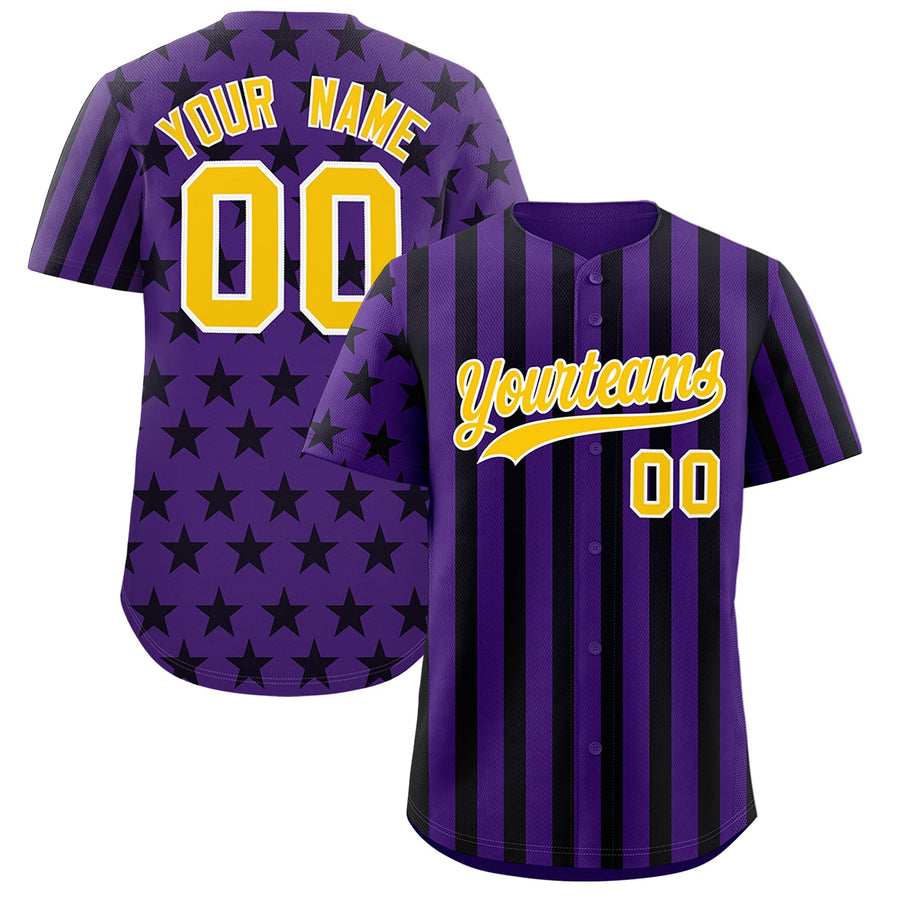 Custom Purple Black American Flag Graffiti Pattern Baseball Jersey | BuyFootballJersey