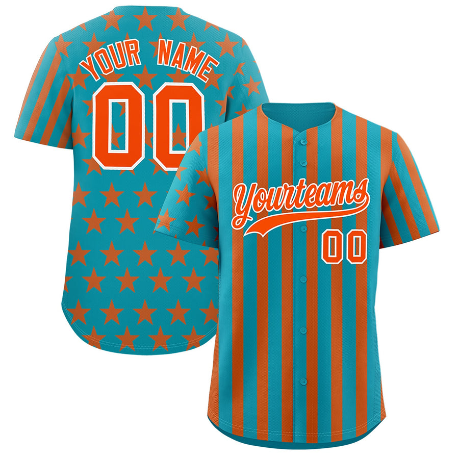 Custom Aqua Orange American Flag Graffiti Pattern Baseball Jersey | BuyFootballJersey