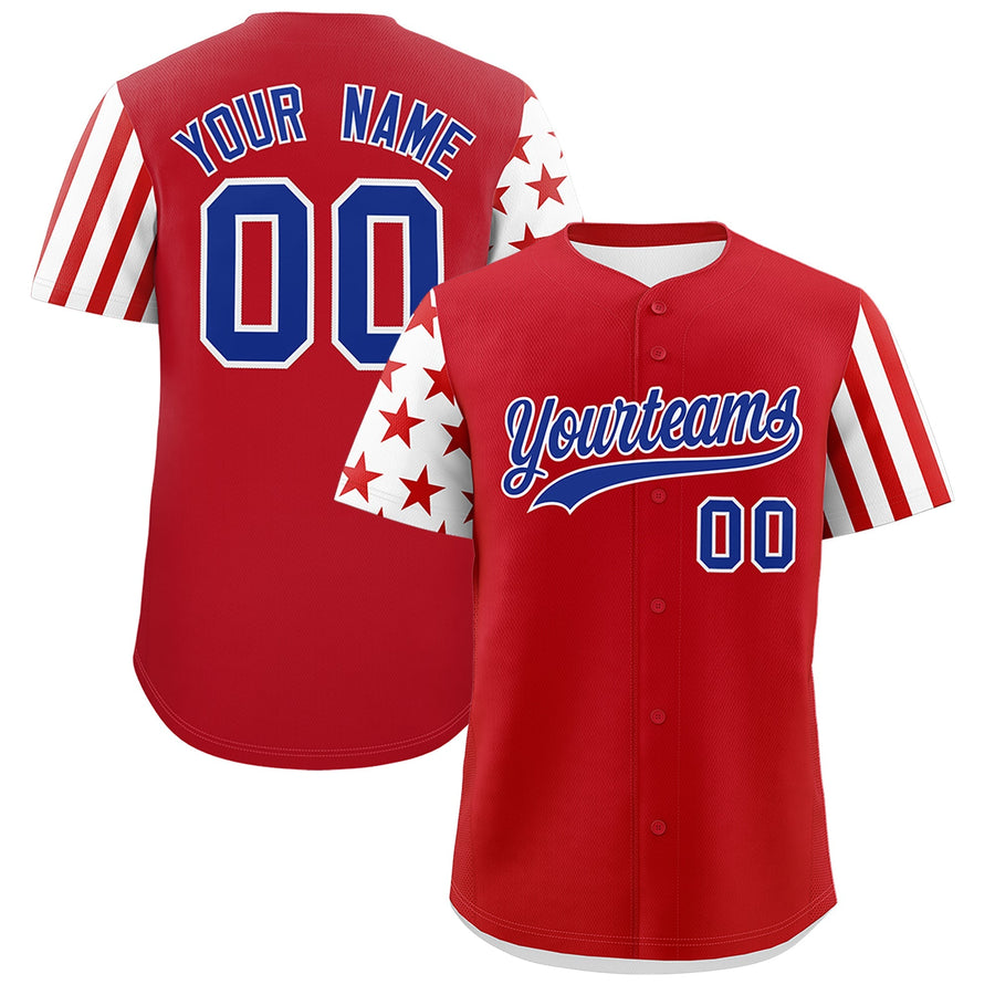 Custom Red White American Flag Raglan Sleeves Baseball Jersey | BuyFootballJersey