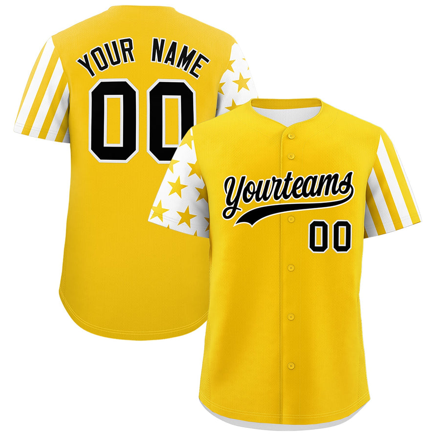 Custom Gold White American Flag Raglan Sleeves Baseball Jersey | BuyFootballJersey