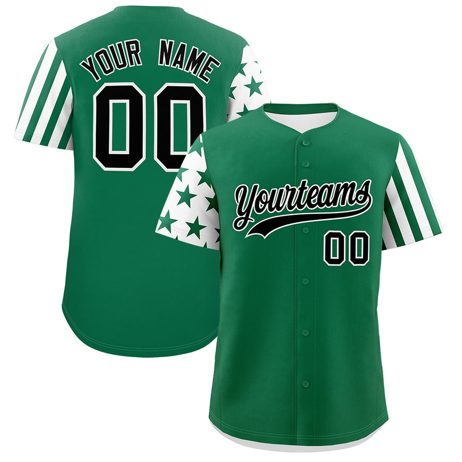 Custom Kelly Green White American Flag Raglan Sleeves Baseball Jersey | BuyFootballJersey