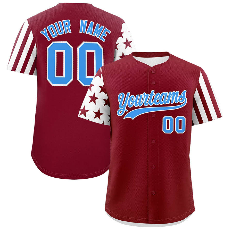 Custom Crimson White American Flag Raglan Sleeves Baseball Jersey | BuyFootballJersey