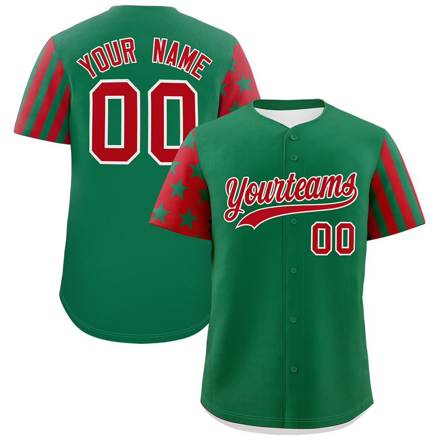 Custom Kelly Green Red American Flag Raglan Sleeves Baseball Jersey | BuyFootballJersey