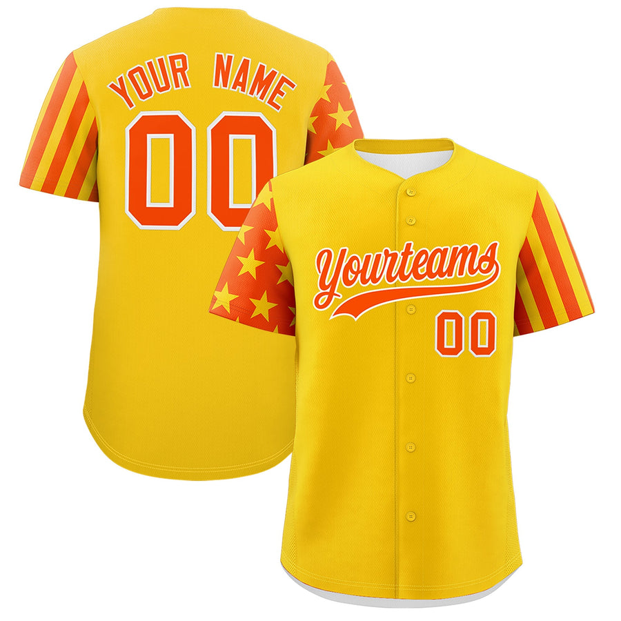Custom Gold Orange American Flag Raglan Sleeves Baseball Jersey | BuyFootballJersey